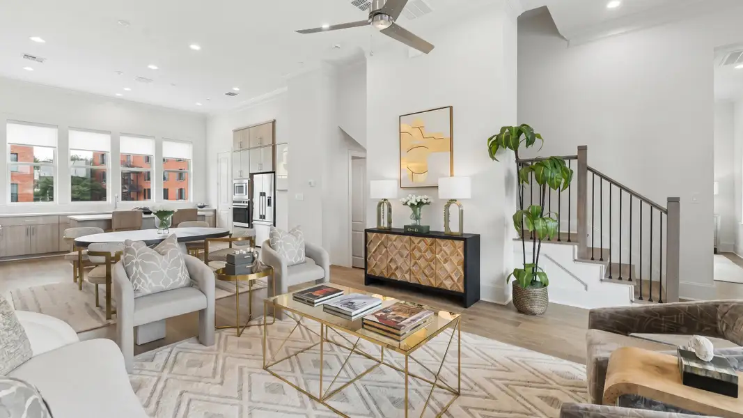 Furnished interior in a model home at The Brownstones at East Quarter in Dallas (Image 5). Furnished interior in a model home at The Brownstones at East Quarter in Dallas (Image 5).