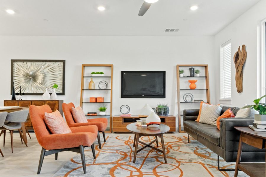 Furnished interior in a model home at Windsong Ranch Townhomes in Prosper (Image 33).