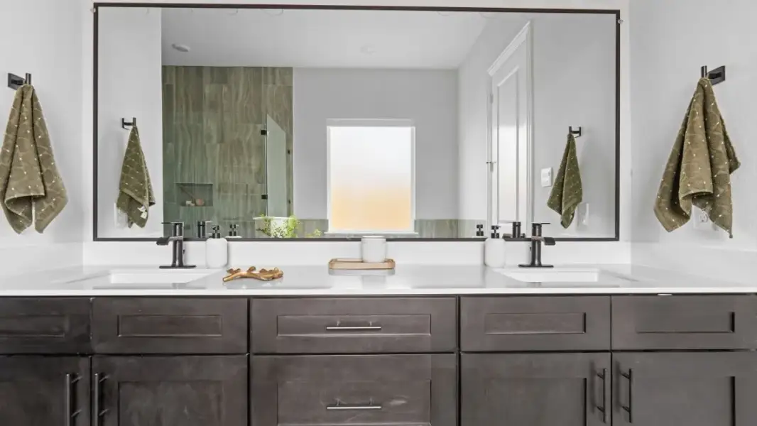 Furnished interior in a model home at White Rock Trail Addition in Dallas (Image 13).