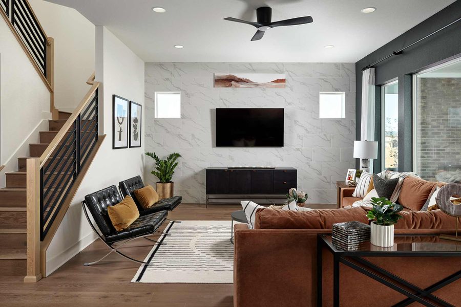 Furnished interior in a model home at Painted Prairie Legacy in Aurora (Image 5).