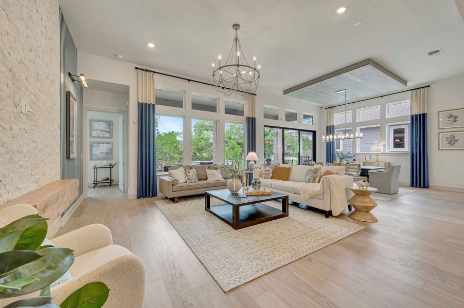 Furnished interior in a model home at Kissing Tree – Summit Series in San Marcos (Image 50).