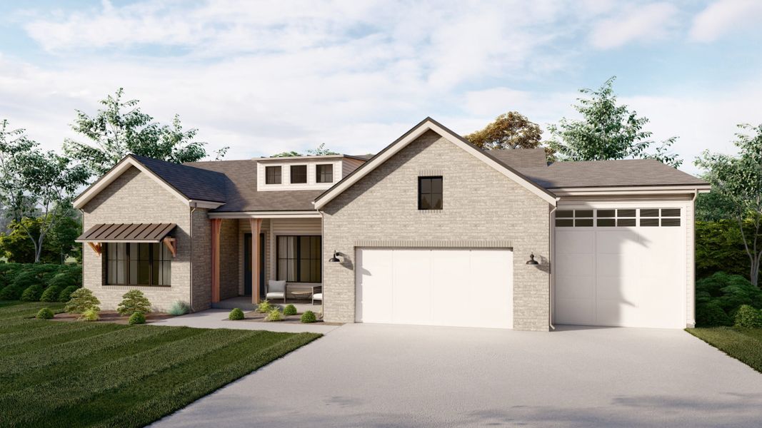 Front exterior of a home in the Harvest LiteLuxe community, located in Berthoud, CO (Image 2).