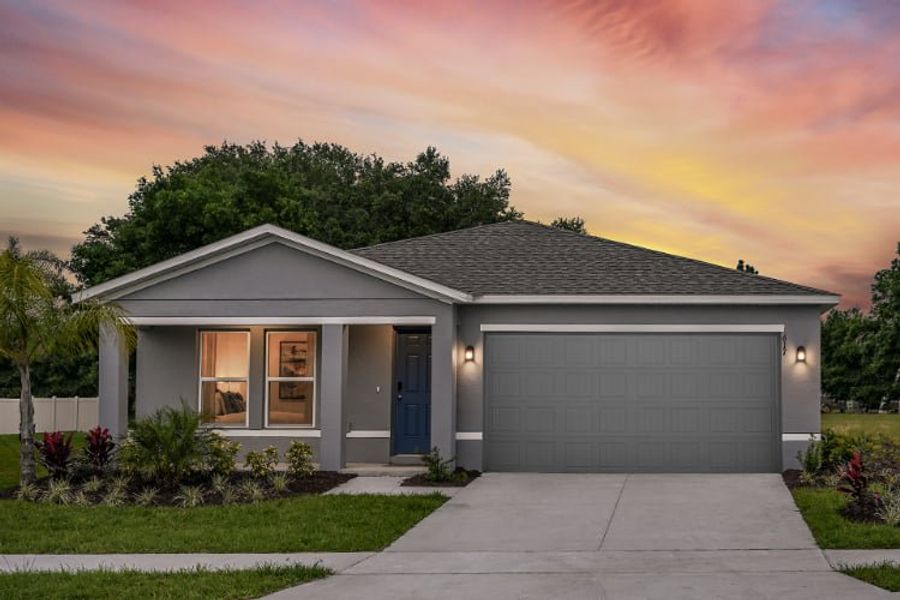 A house with a garage and a driveway. A house with a garage and a driveway.
