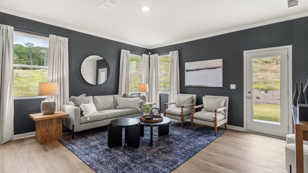 Furnished interior in a model home at Sheffield Highlands in Dallas (Image 21).