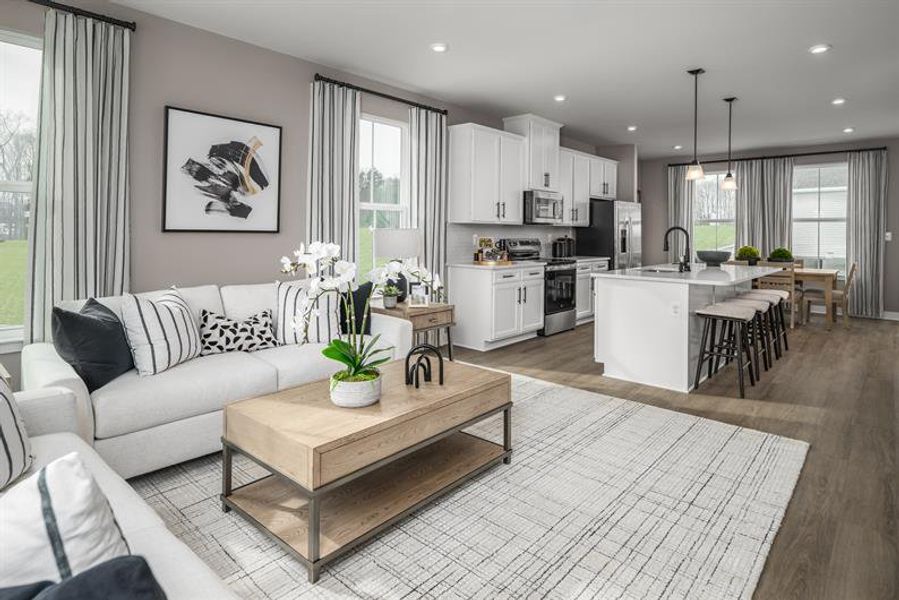 Furnished interior in a model home at Harpers Glen Townhomes in Wendell (Image 7). Furnished interior in a model home at Harpers Glen Townhomes in Wendell (Image 7).