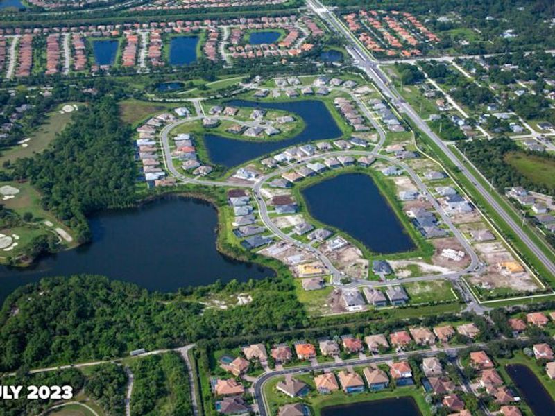 Aerial view of the Bent Pine Preserve community in Vero Beach, FL, showing layout and nearby surroundings (Image 21).