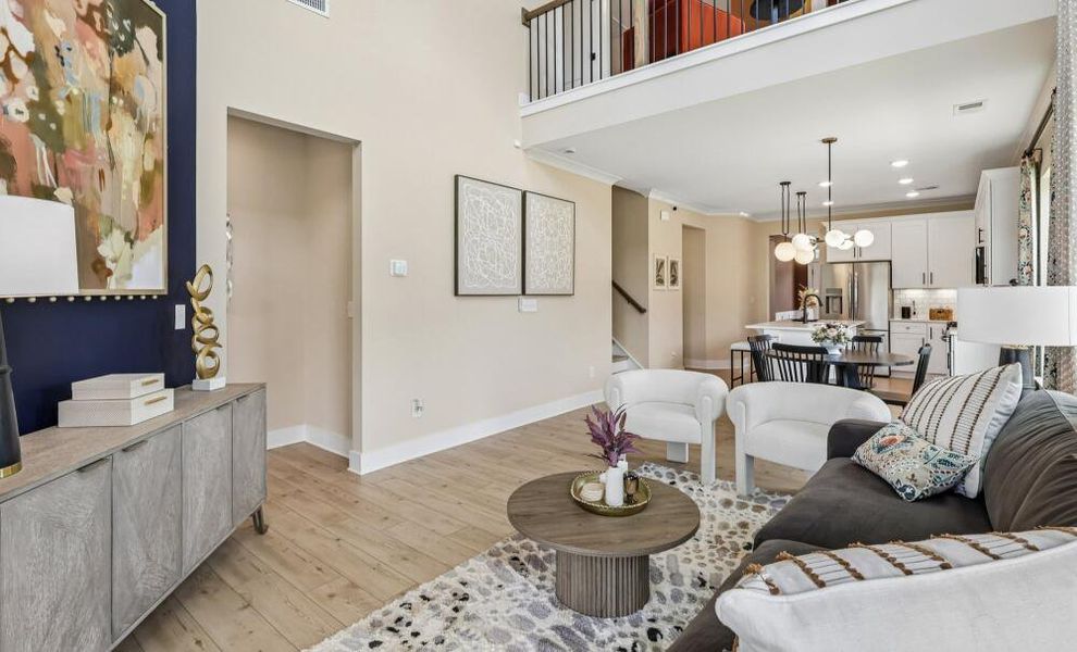 Furnished interior in a model home at Bellevue Townhomes in Greenville (Image 7).