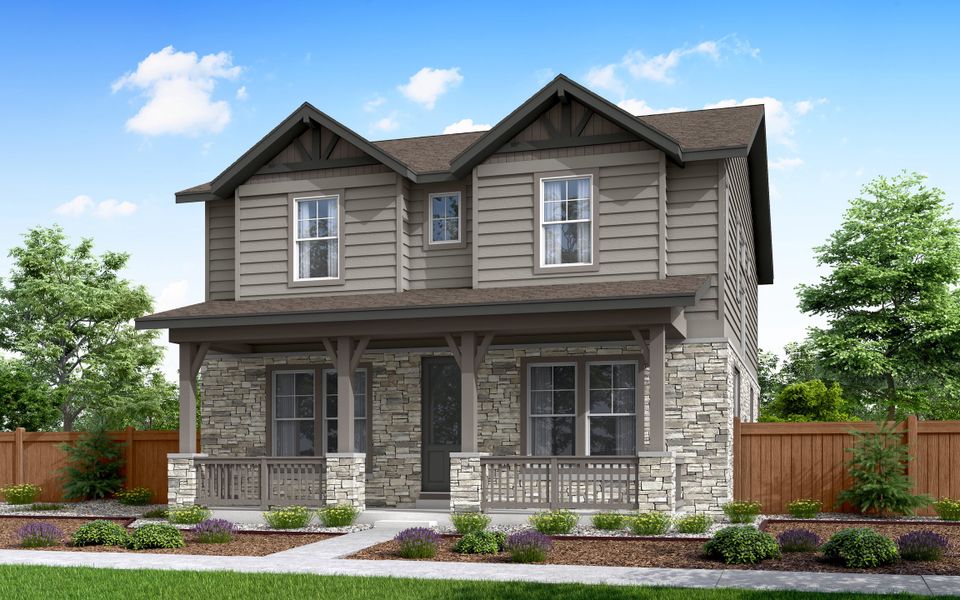 Front exterior of a home in the Crescendo at The Aurora Highlands community, located in Aurora, CO (Image 7).