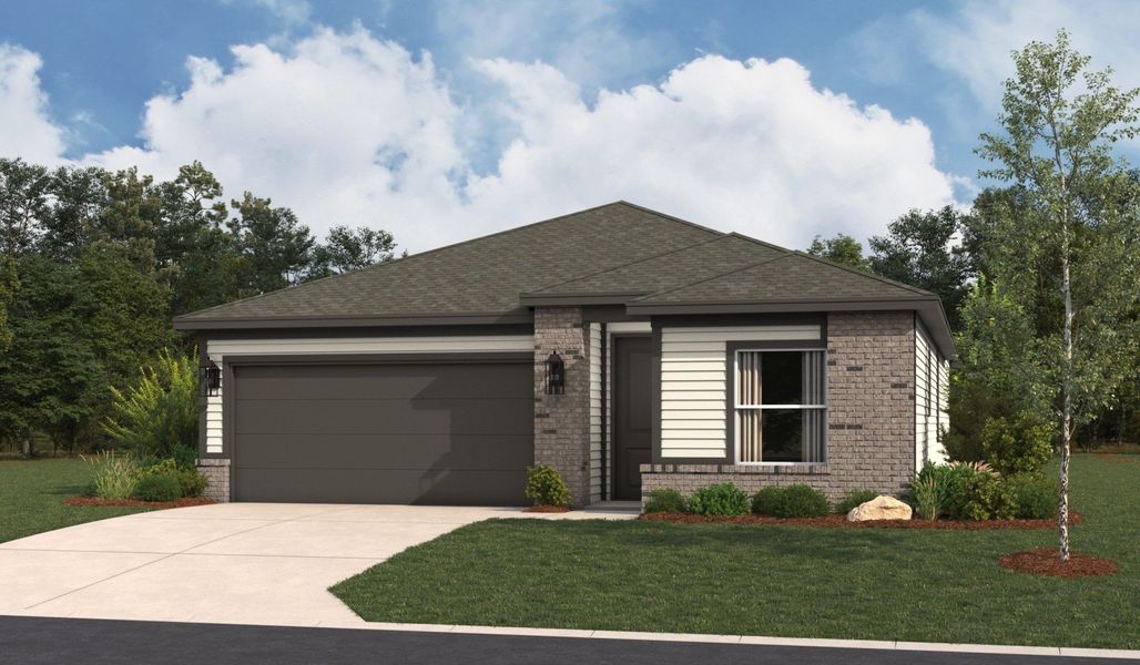 Front exterior of a home in the Hunters Ranch community, located in San Antonio, TX (Image 14).