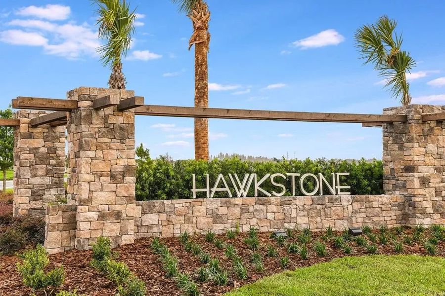 Main entrance to the Hawkstone master-planned community in Riverview, FL, featuring its landmark signage (Image 5).