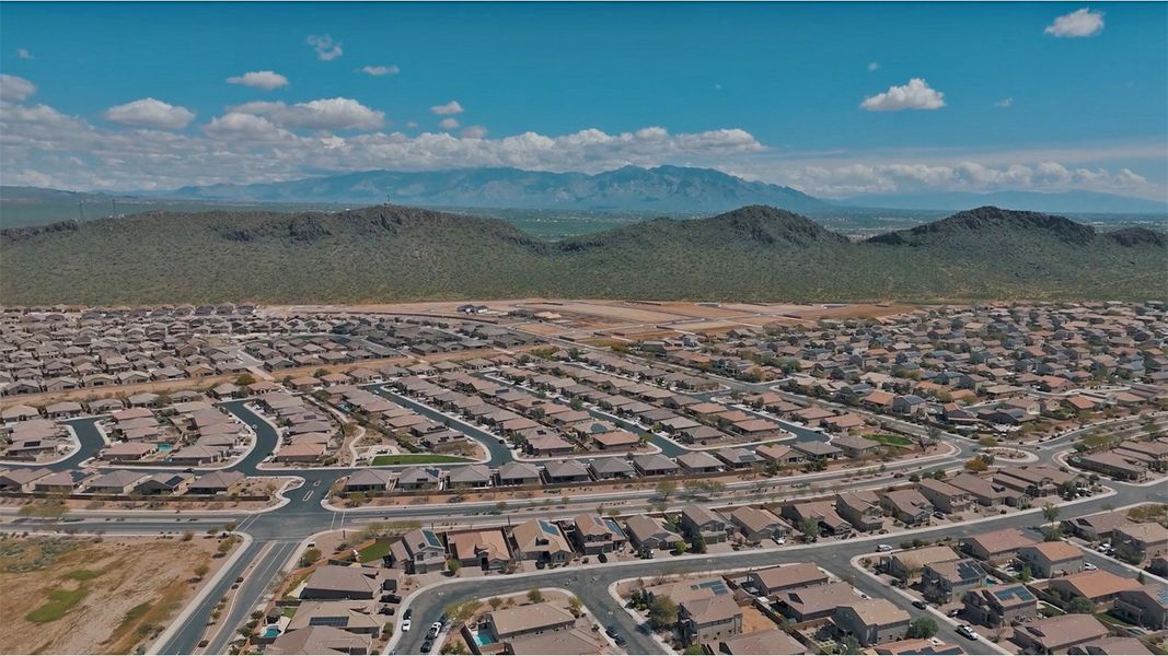 Aerial view of the Saguaro Bloom community in Marana, AZ, showing layout and nearby surroundings (Image 11).