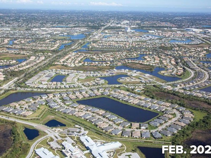 Aerial view of the Lake Park at Tradition community in Port St. Lucie, FL, showing layout and nearby surroundings (Image 19).