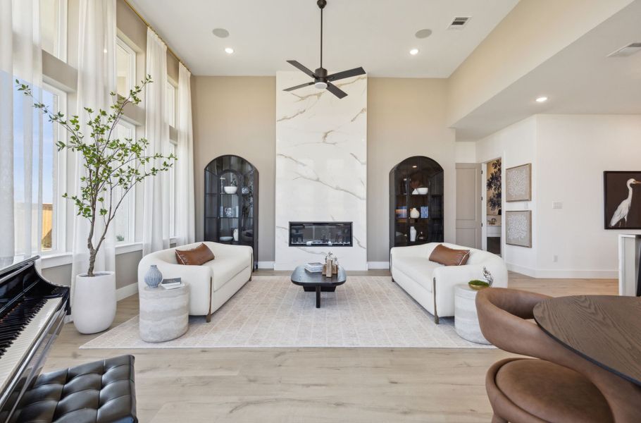 Furnished interior in a model home at Hazelwood 55' Series in Frisco (Image 21).