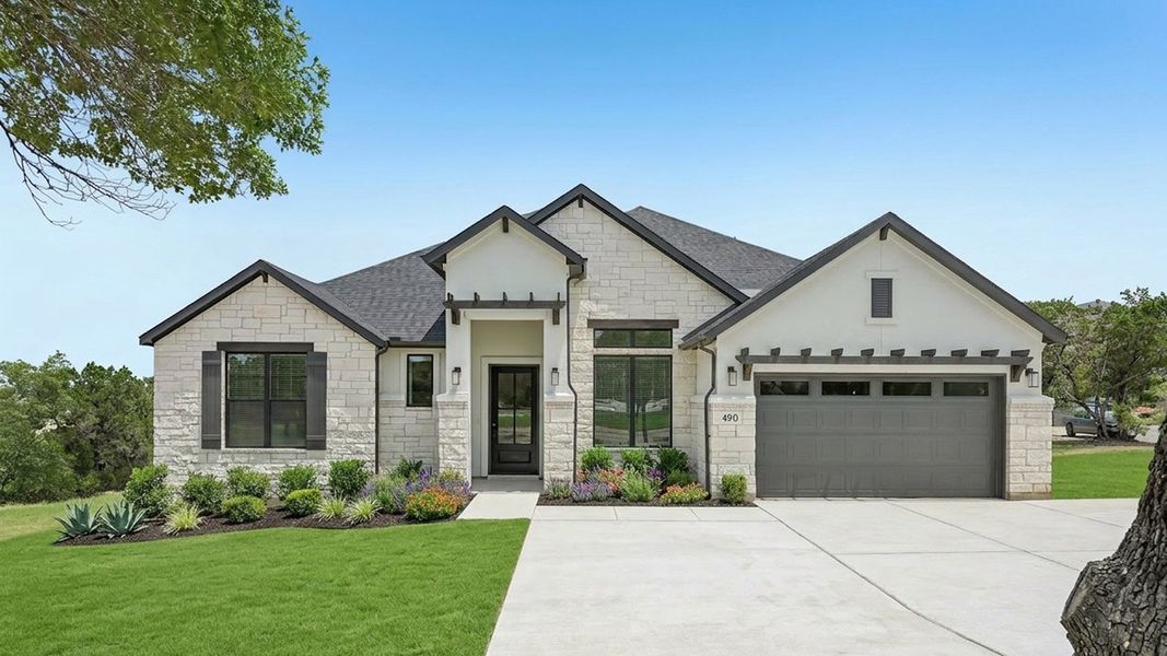 Front exterior of a home in the Sola Vista at West Cypress Hills community, located in Briarcliff, TX (Image 5). Front exterior of a home in the Sola Vista at West Cypress Hills community, located in Briarcliff, TX (Image 5).