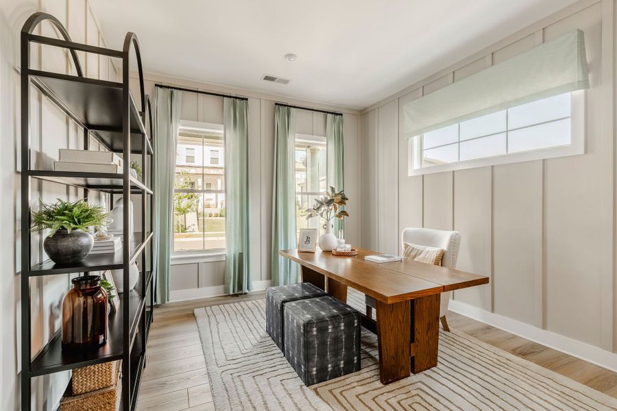 Furnished interior in a model home at Mayes Hall in Davidson (Image 39).