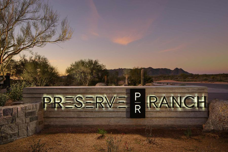 Entrance to the Preserve Ranch community in Scottsdale, AZ, featuring signage and landscaping (Image 5).
