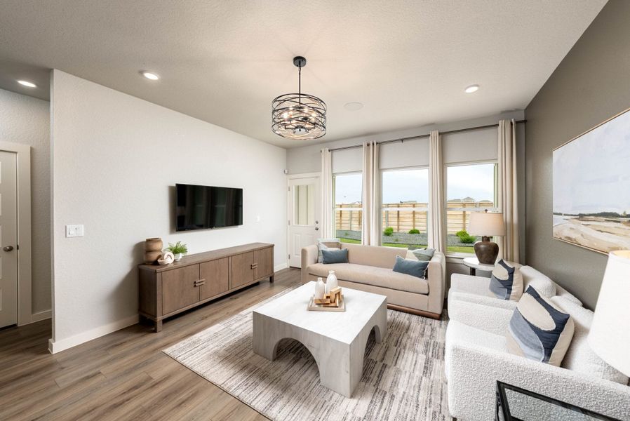 Furnished interior in a model home at Weltner Farms 50’s in New Braunfels (Image 24). Furnished interior in a model home at Weltner Farms 50’s in New Braunfels (Image 24).