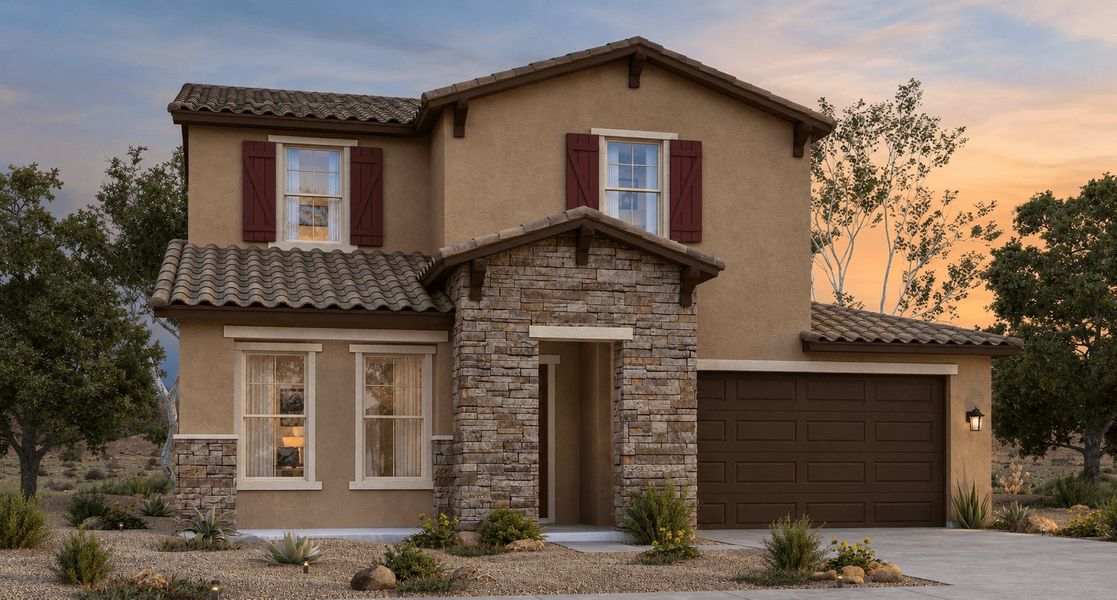 Front exterior of a home in the Alta Vida at Westpark community, located in Buckeye, AZ (Image 10). Front exterior of a home in the Alta Vida at Westpark community, located in Buckeye, AZ (Image 10).