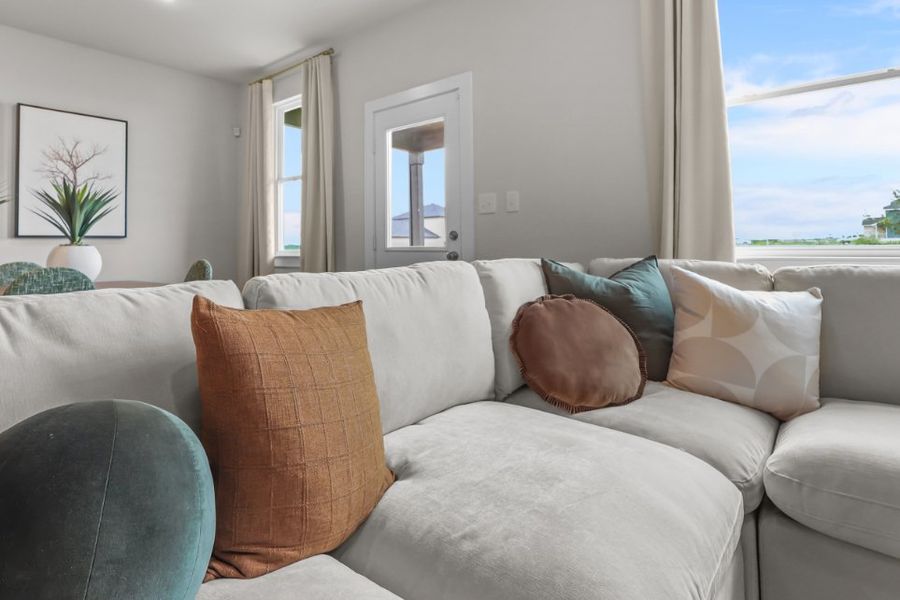 A couch with pillows. A couch with pillows.