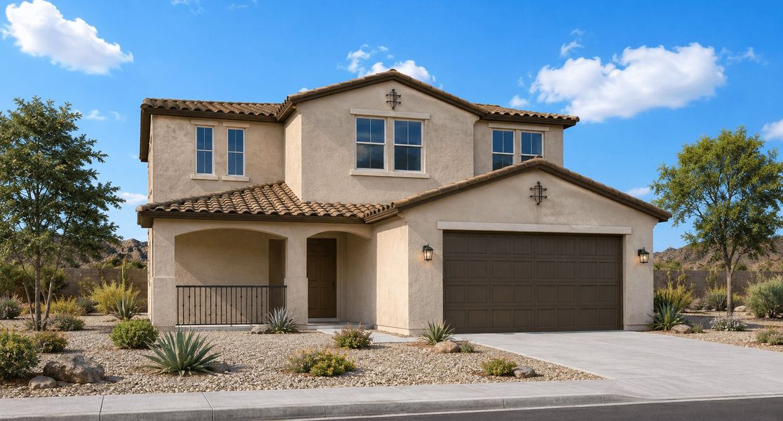 Front exterior of a home in the Alta Vida at Westpark community, located in Buckeye, AZ (Image 22). Front exterior of a home in the Alta Vida at Westpark community, located in Buckeye, AZ (Image 22).