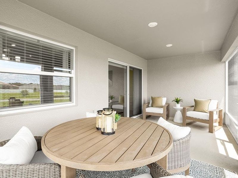 Or, dine al fresco on your covered lanai - Serendipity model home in Lakeland, FL Or, dine al fresco on your covered lanai - Serendipity model home in Lakeland, FL