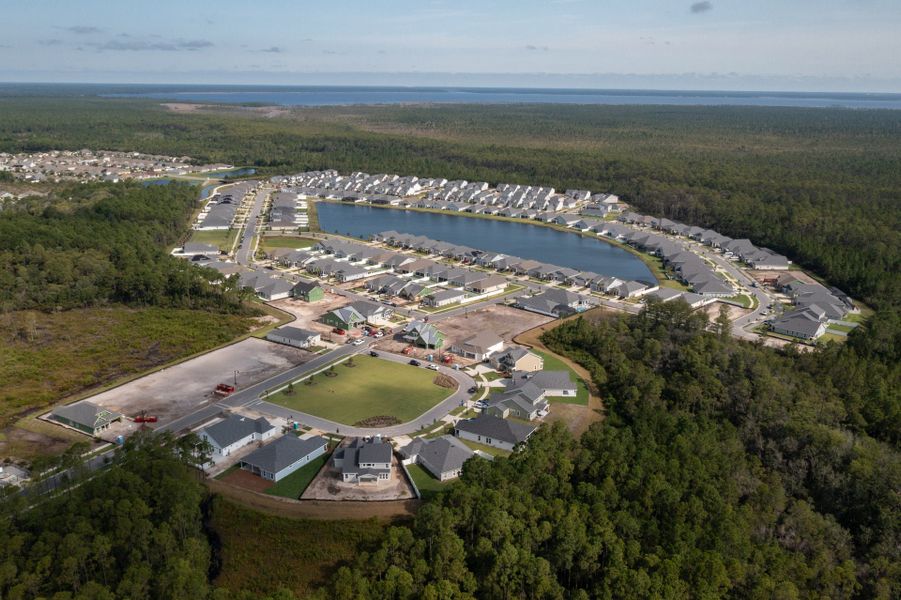 Aerial view of the Breakfast Point East community in Panama City Beach, FL, showing layout and nearby surroundings (Image 14).