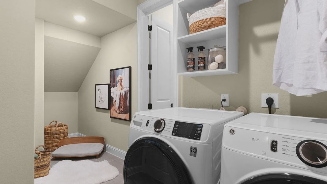 Another standout feature of the functional laundry room is additional storage space.