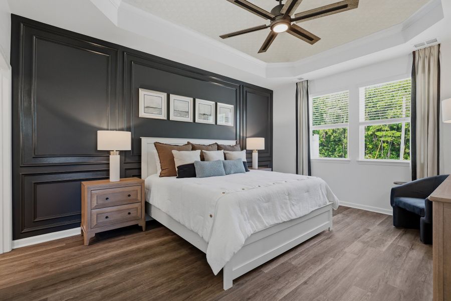 Furnished interior in a model home at Riverwalk Pointe at Mallory Creek - Townhomes in Leland (Image 21). Furnished interior in a model home at Riverwalk Pointe at Mallory Creek - Townhomes in Leland (Image 21).