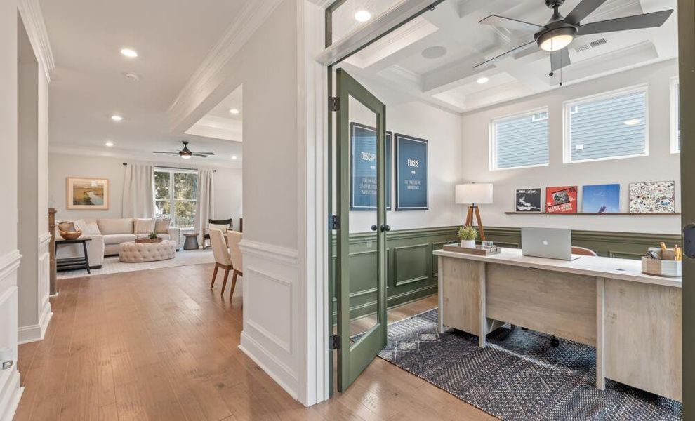 Furnished interior in a model home at Enclave at Riverdale in Huntersville (Image 3).