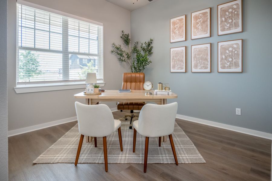 Furnished interior in a model home at Greens Prairie Reserve in College Station (Image 12).