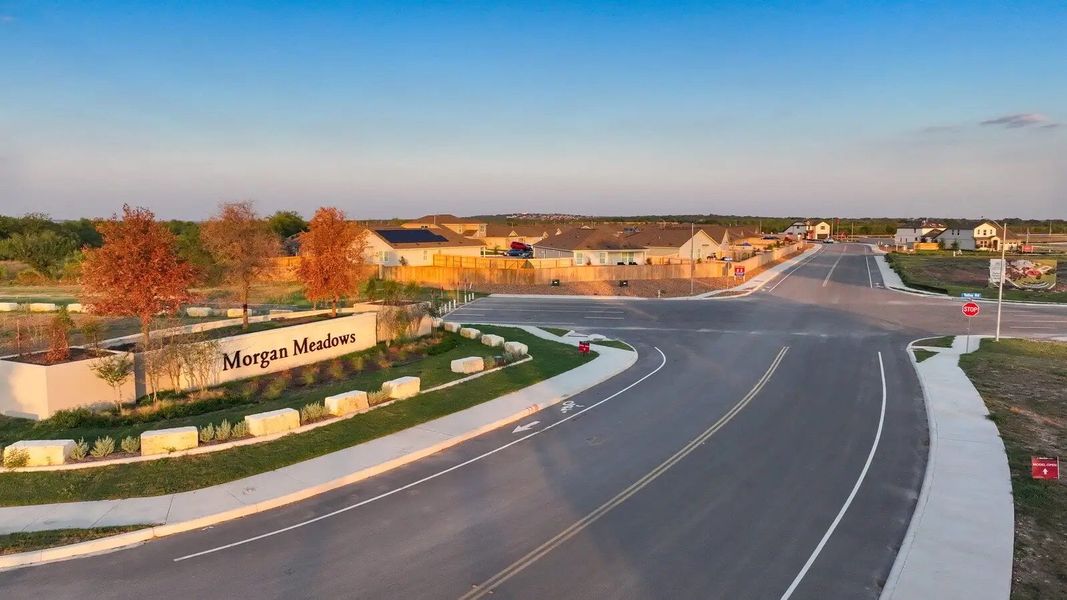 Main entrance to the Morgan Meadow master-planned community in San Antonio, TX, featuring its landmark signage (Image 3).