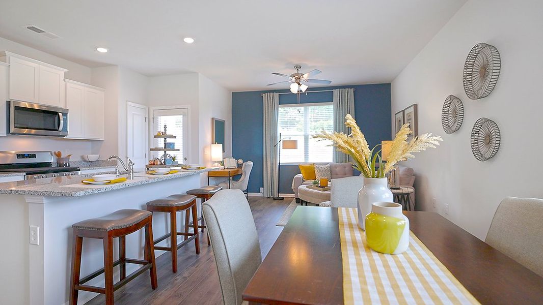Furnished interior in a model home at The Parish at Flat Rock Townhomes in Graniteville (Image 6).