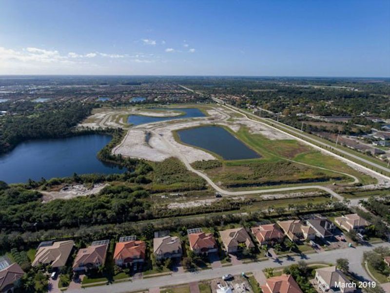 Aerial view of the Bent Pine Preserve community in Vero Beach, FL, showing layout and nearby surroundings (Image 49).