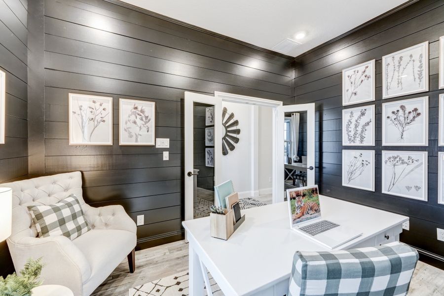 Furnished interior in a model home at Gatherings® at Chambers Creek: Duets in Willis (Image 4).