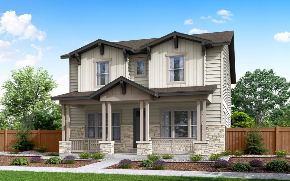 Front exterior of a home in the Crescendo at The Aurora Highlands community, located in Aurora, CO (Image 6).