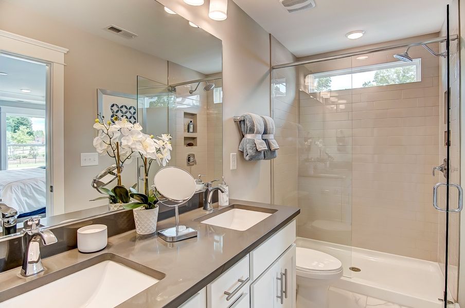 Furnished interior in a model home at Bellevue Townhomes in Greenville (Image 7). Furnished interior in a model home at Bellevue Townhomes in Greenville (Image 7).