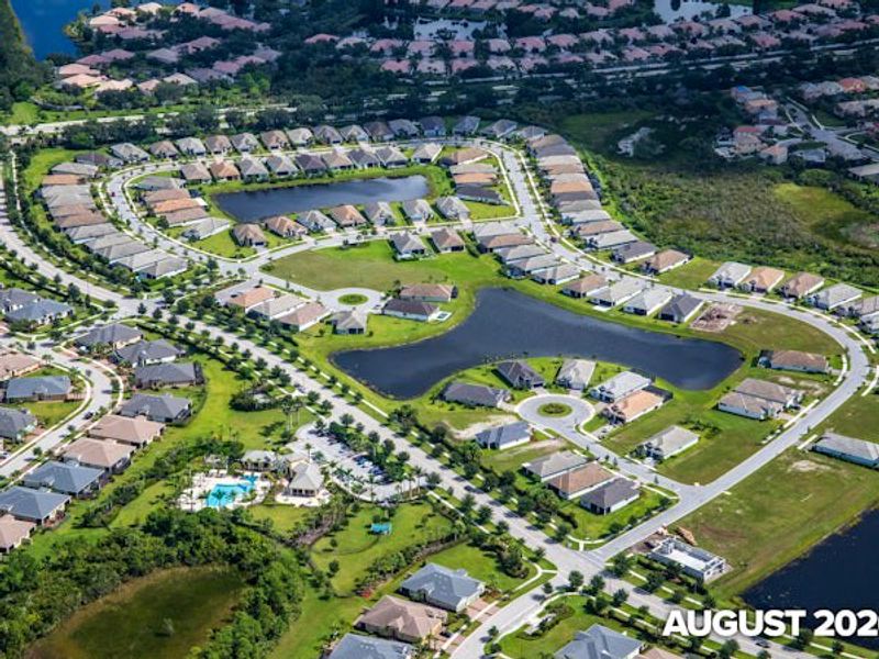 Aerial view of the Lake Park at Tradition community in Port St. Lucie, FL, showing layout and nearby surroundings (Image 13).