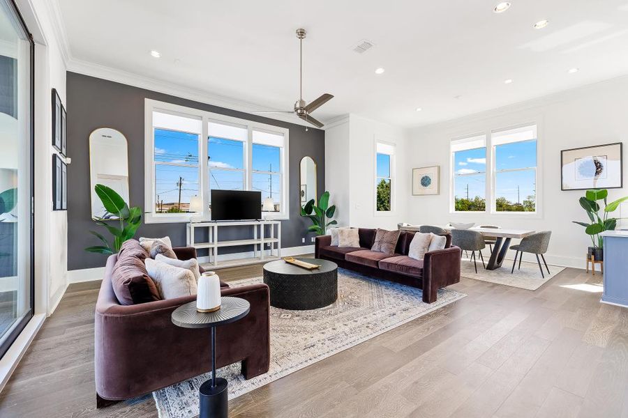 Furnished interior in a model home at Foundry Row in Dallas (Image 13). Furnished interior in a model home at Foundry Row in Dallas (Image 13).