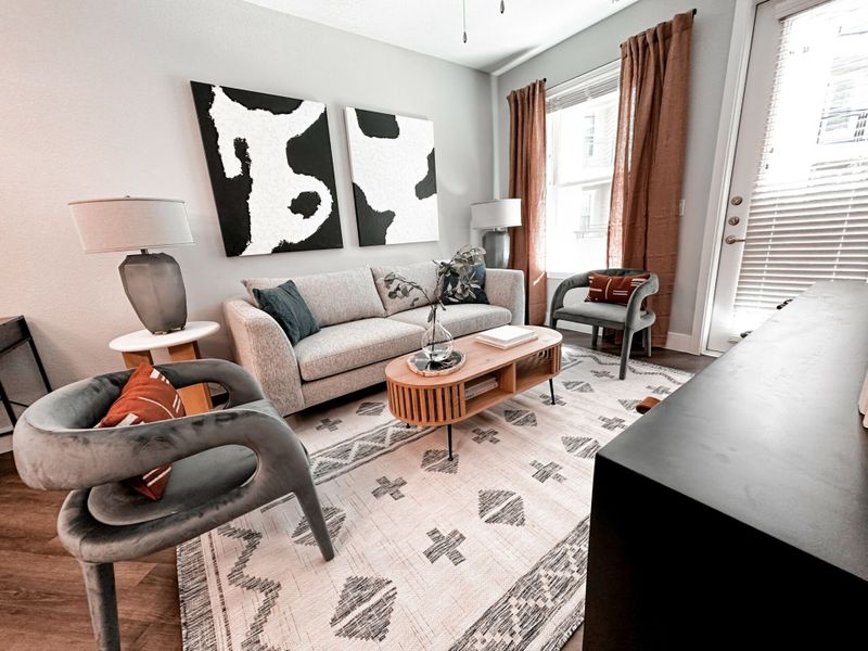 Furnished interior in a model home at Heritage Towers in Lewisville (Image 9).