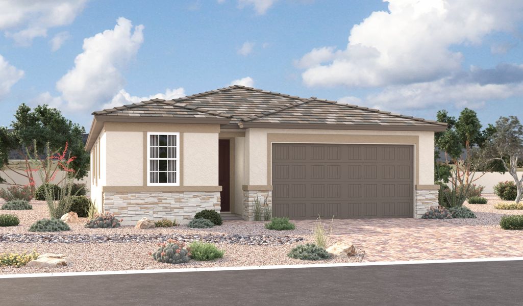 Front exterior of a home in the Seasons at Vista Del Sur community, located in Tolleson, AZ (Image 1).