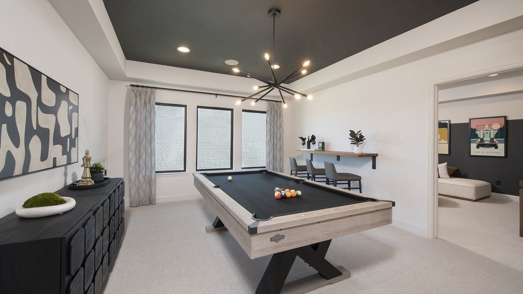 Furnished interior in a model home at Midline 55' in Houston (Image 13).