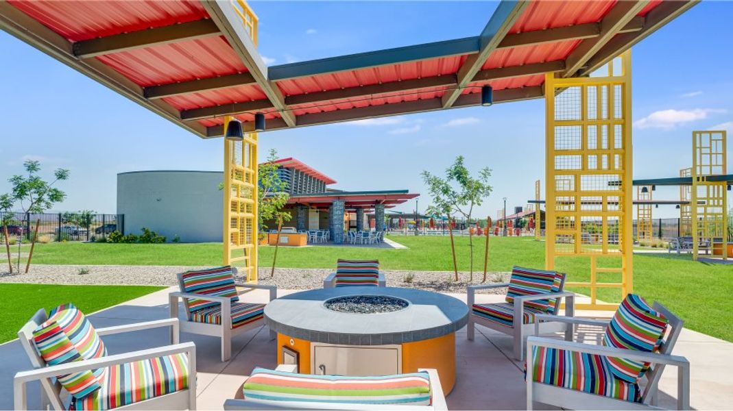 Firepit outside the community center Firepit outside the community center