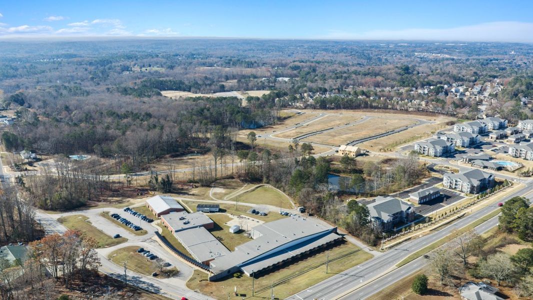 Aerial view of the Carlton community in Douglasville, GA, showing layout and nearby surroundings (Image 6).