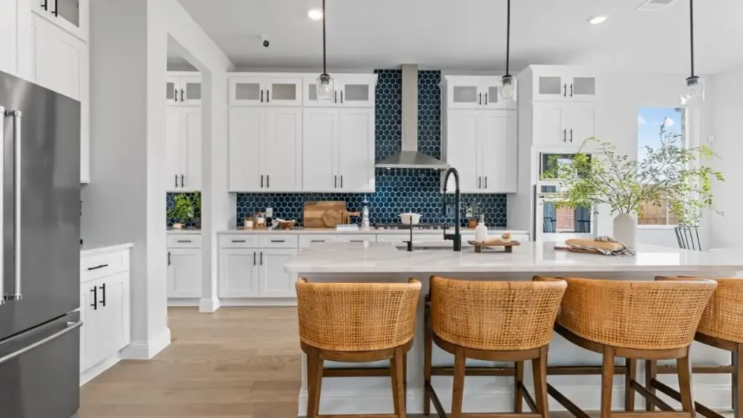Furnished interior in a model home at White Rock Trail Addition in Dallas (Image 3).