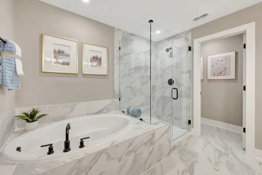 Furnished interior in a model home at Friendship Village Townhomes in Apex (Image 8).