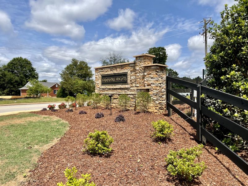 Entrance to the Hampshire Heights community in Moore, SC, featuring signage and landscaping (Image 1). Entrance to the Hampshire Heights community in Moore, SC, featuring signage and landscaping (Image 1).