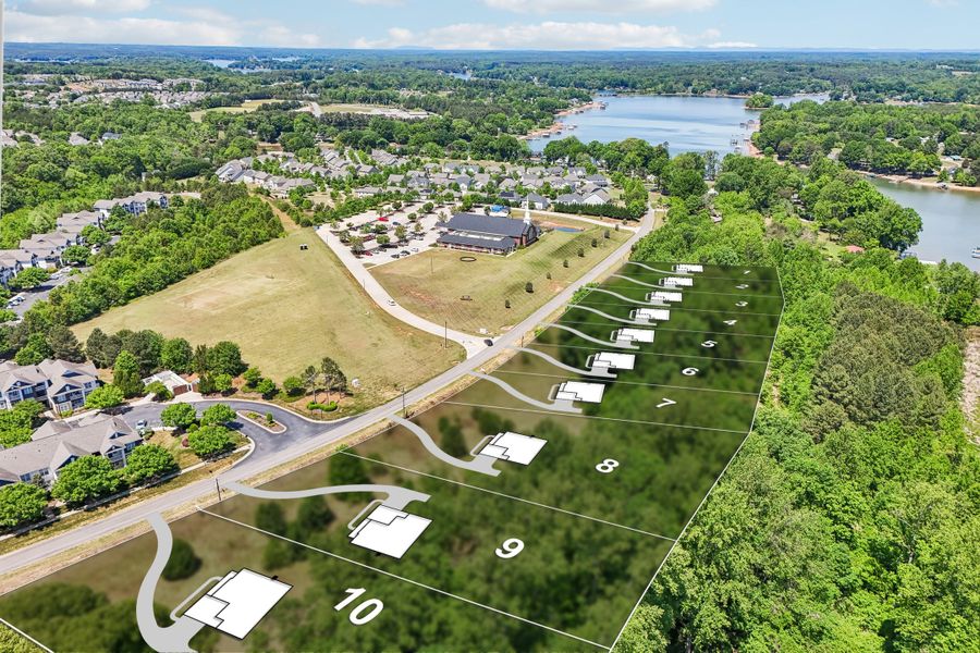 Aerial view of the Trillium Reserve at Lake Norman community in Mooresville, NC, showing layout and nearby surroundings (Image 9).