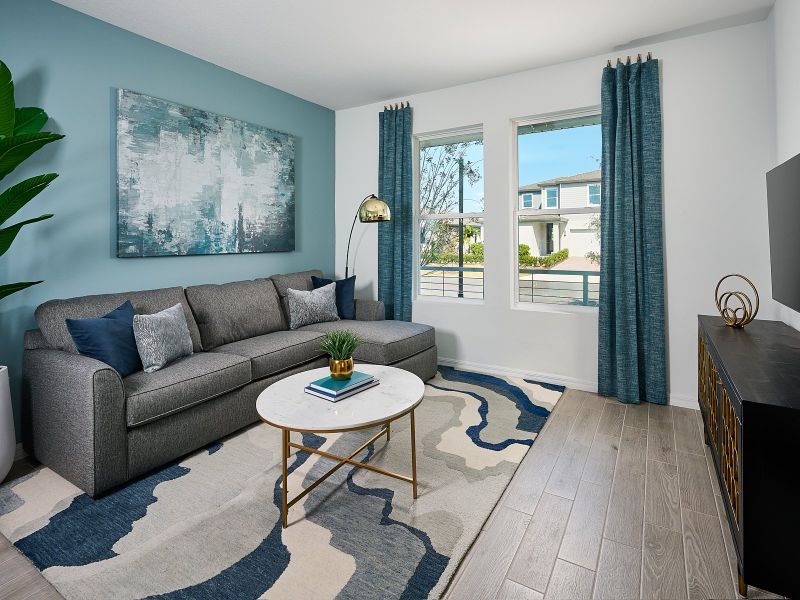 Family room in the Hughes floorplan