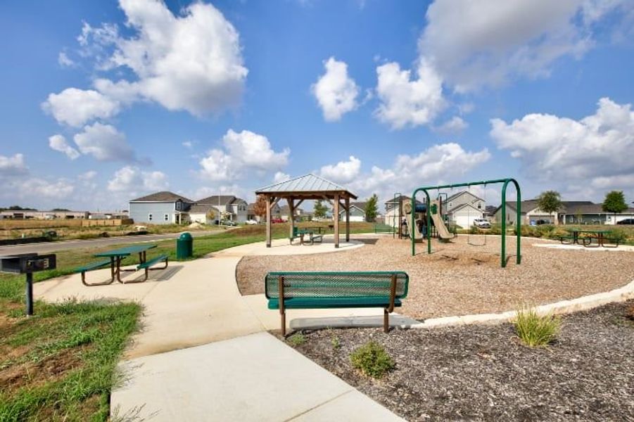 A park with benches. A park with benches.