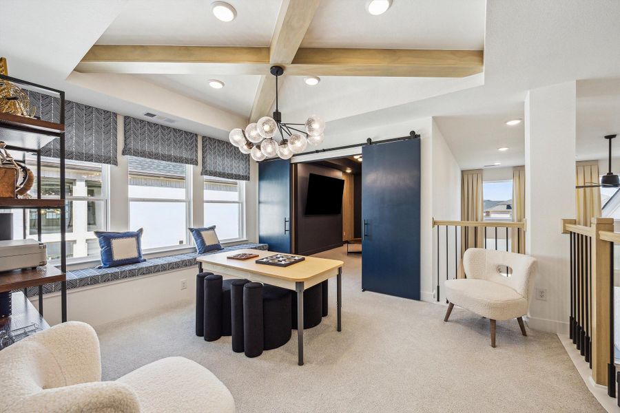 Furnished interior in a model home at Everly - 50' in Hockley (Image 19).